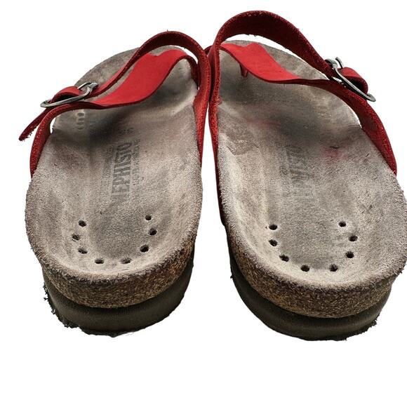 Mephisto HELEN Red Leather Toe Thong Sandals Sz 35 /US 5 - Picture 4 of 5